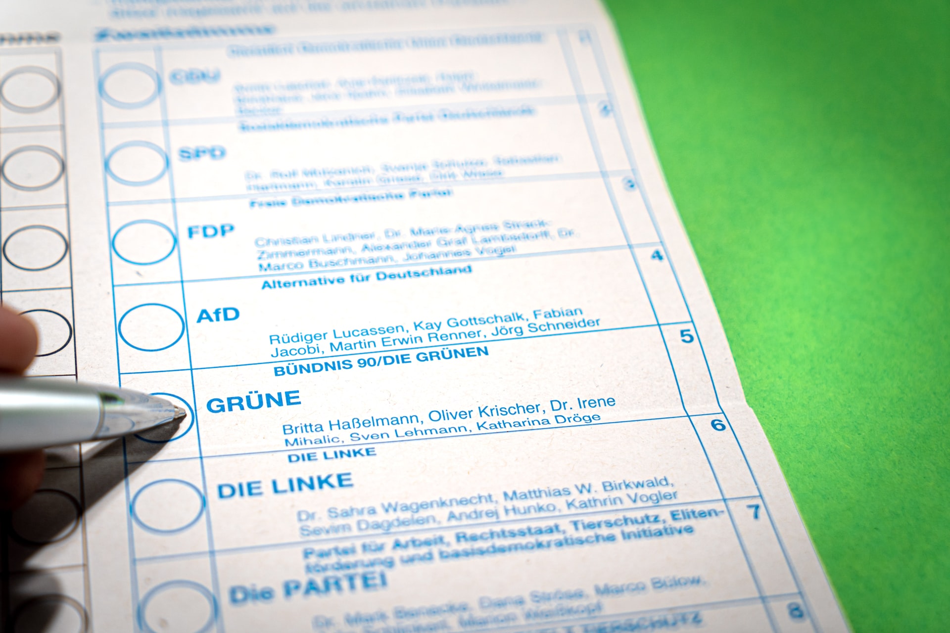 Bild: Mika Baumeister, Bundestagswahl 2021, Germany: Vote for - GRÜNE, CC0-Lizenz, via Unsplash (Bildgröße verändert)