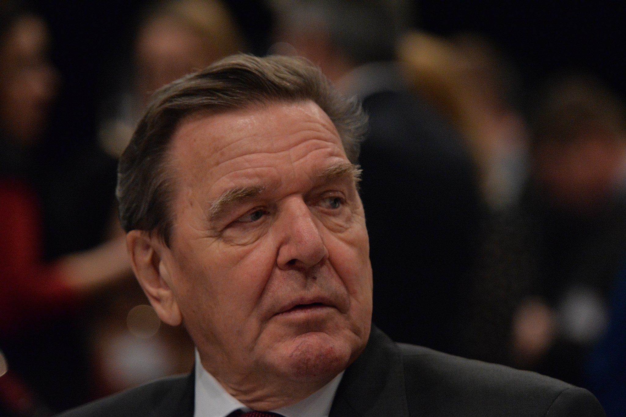 Bild: Olaf Kosinsky, 2015-12 Gerhard Schröder SPD Bundesparteitag by Olaf Kosinsky-6, CC BY-SA 3.0 DE, via Wikimedia Commons (keine Änderungen vorgenommen)