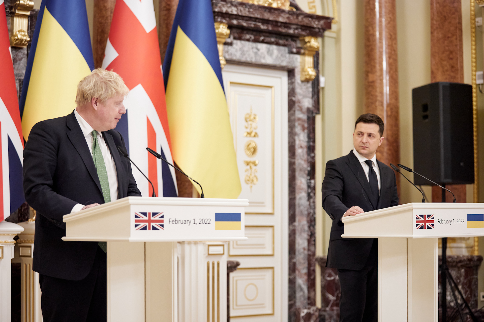 Bild: President.gov.ua, Boris Johnson's visit to Ukraine in occasion of the possible Russian invasion (9).jpg, CC BY 4.0 , via Wikimedia Commons (Bildgröße verändert)